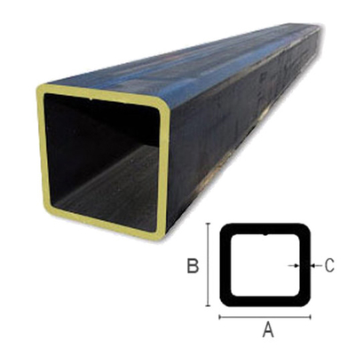 Tube carré noir de place galvanisé par 8.2m de longueur de tuyauterie en métal d'ERW